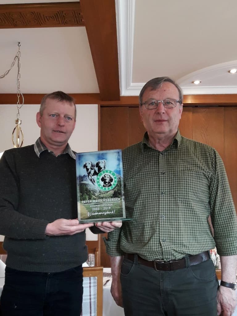 Der Klub Dachsbracke bedankt sich bei Peter Mattersberger für 16 Jahre erfolgreiche Geschäftsführung des Klubs